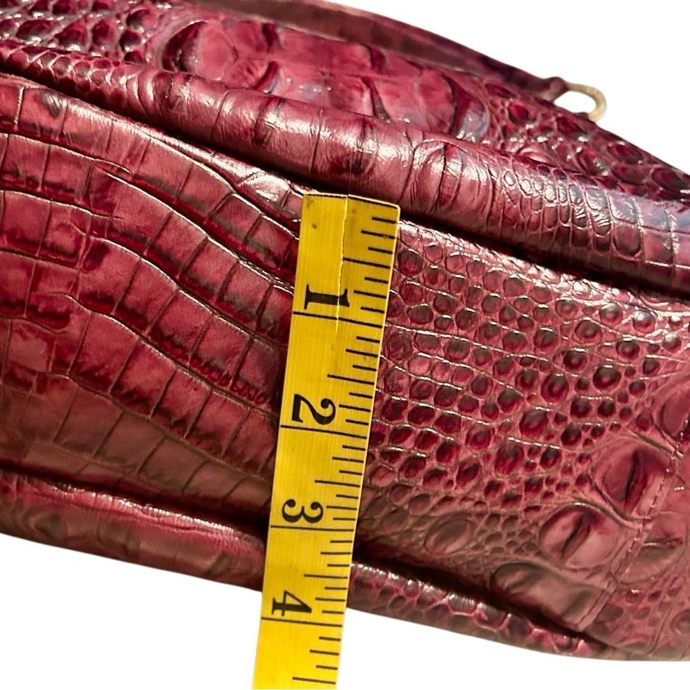 Brahmin Jacqueline Melbourne Fig Croc Embossed Wine Hobo Shoulder Bag Tote Gold - Picture 16 of 16
